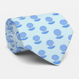 Blue Baby Boy Oyster shell and Pearl Patterned Tie