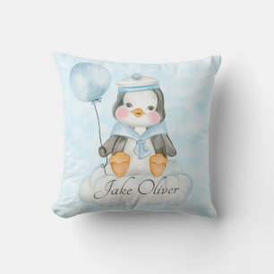 Blue Baby Boy Penguin Cushion