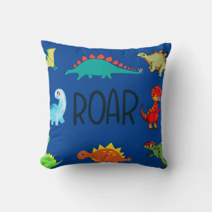 Blue Baby Boy Roar Throw Pillow
