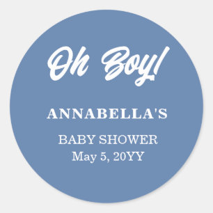 Blue Baby Boy Shower Classic Round Sticker