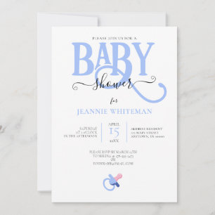 BLUE BABY BOY SHOWER WITH PACIFIER INVITATION