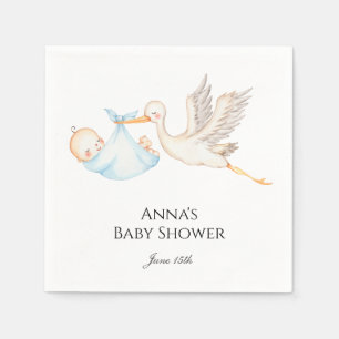Blue Baby Boy Stork Baby Shower  Napkin