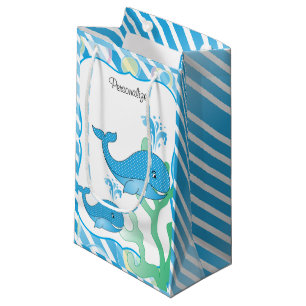 Blue Baby Boy Whale Small Gift Bag