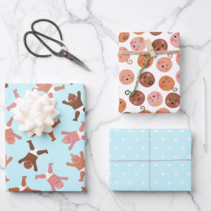 Blue Baby Boy Wrapping Paper Flat Sheet Set of 3