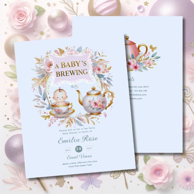 Blue Baby Brewing Tea Party Shower Floral Brunch (Creator Uploaded)