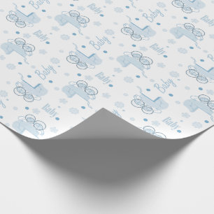 Blue Baby Buggy Wrapping Paper