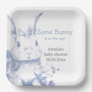 Blue Baby Bunny Baby Shower  Paper Plate