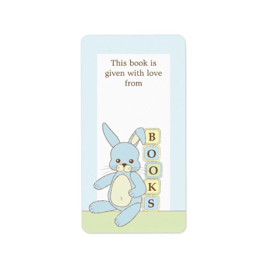 Blue Baby Bunny Book Gift Book Plate Label Address Label