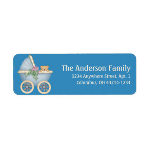 Blue Baby Carriage Stoller d6 Address Labels
