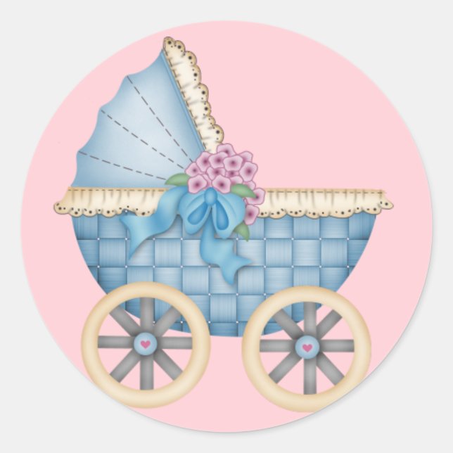 Blue Baby Carriage/Stroller Stickers (Front)