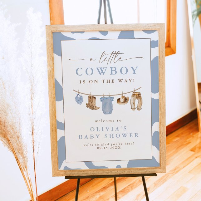 Blue Baby Clothesline Little Cowboy Baby Shower Poster (Creator Uploaded)