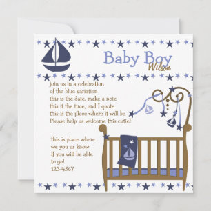 Blue Baby Crib Invitation