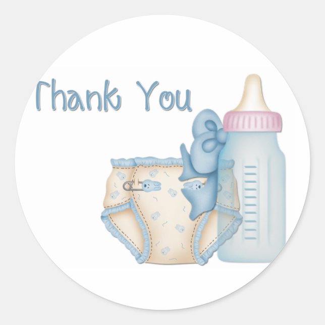 Blue Baby Diaper & Bottle Stickers (Front)