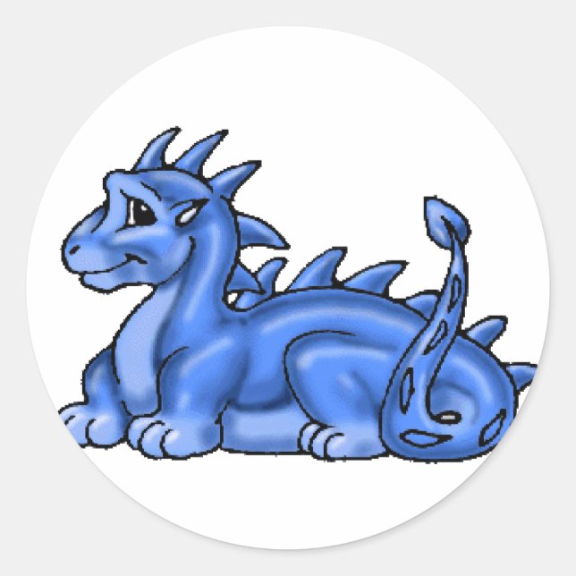 Blue Baby Dragon Classic Round Sticker (Front)