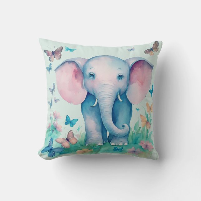 Blue Baby Elephant Cushion (Front)