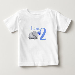Blue Baby Elephant Custom Age Toddler 2nd Birthday T-Shirt