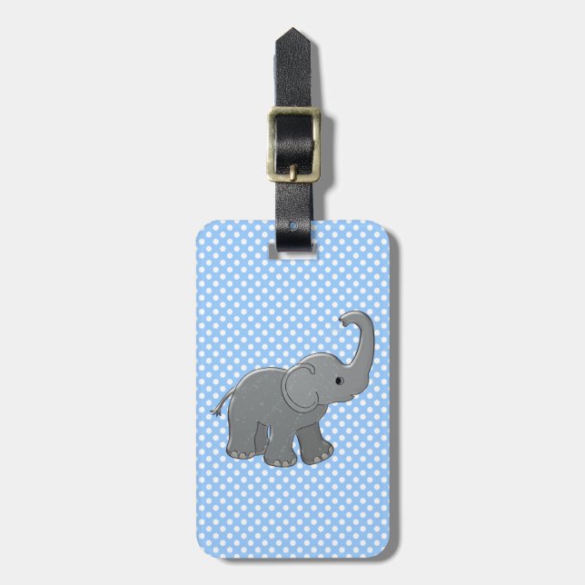 blue baby elephant luggage tag (Front Vertical)