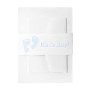 Blue Baby Feet Baby Boy Invitation Belly Band