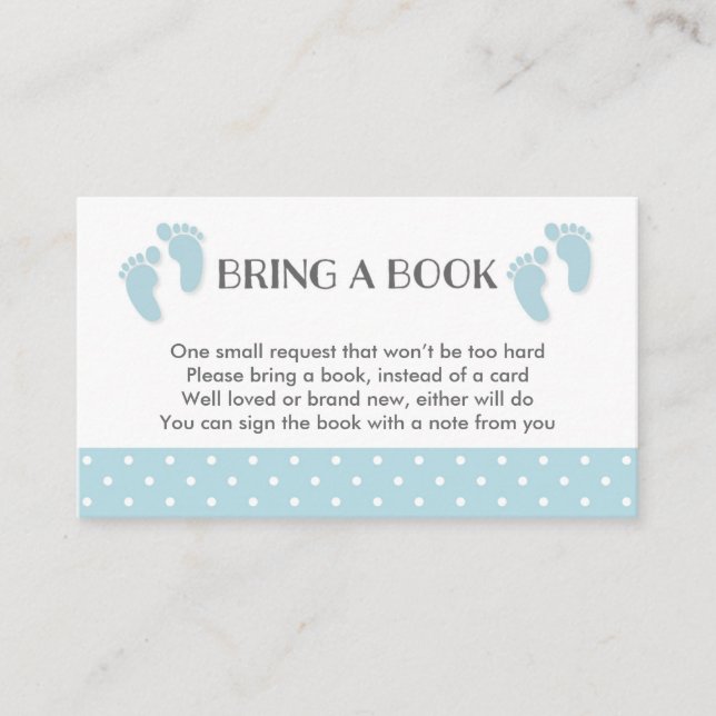 Blue Baby Feet Baby Shower Book Request Card (Front)