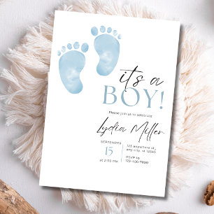 Blue Baby Feet Baby Shower Party Baby Boy Shower Invitation