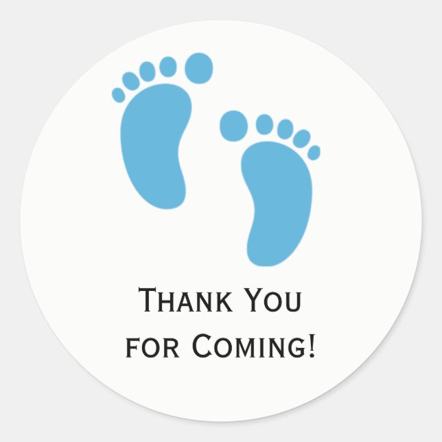Blue Baby Feet Baby Shower Sticker Labels (Front)