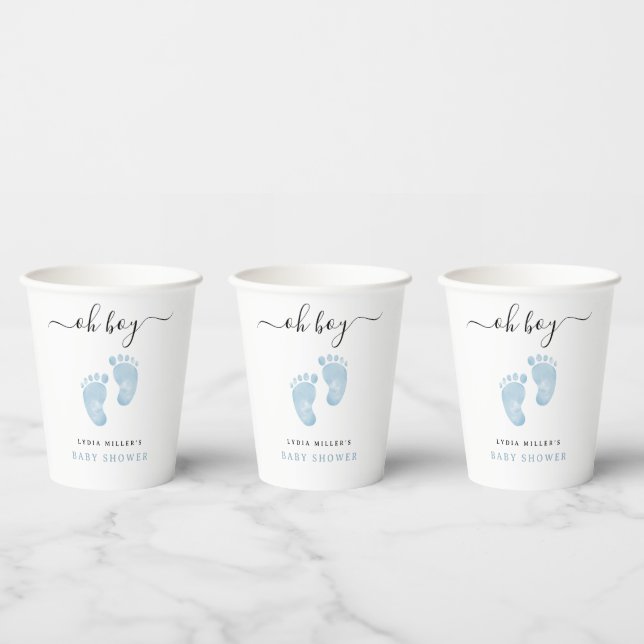 Blue Baby Feet Baby Shower Welcome Baby Boy Paper Cups (Multi)