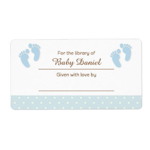 Blue Baby Feet Bookplate Label Sticker