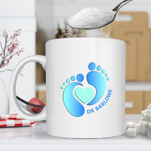 Blue Baby Feet Heart Mug
