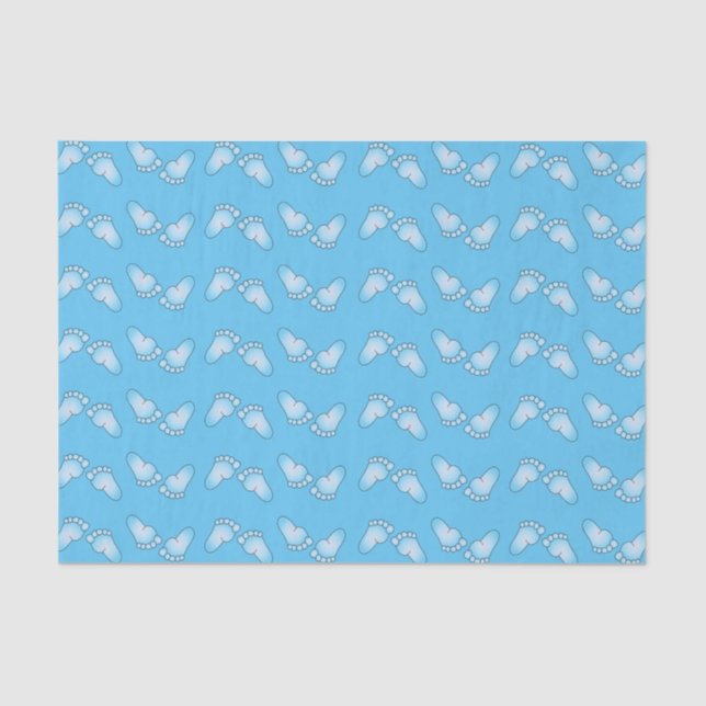 Blue Baby Feet Pattern Tissue Paper (Front)