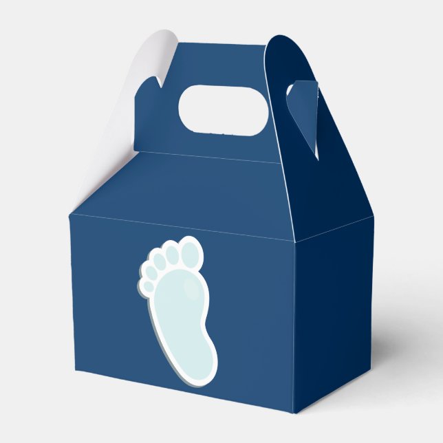 Blue Baby Footprint Baby Shower Favour Box (Front Side)