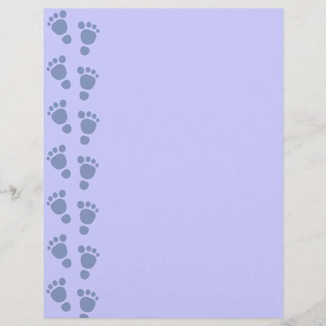 Blue Baby Footprint It's A Boy! Letterhead Paper 3 (Front)