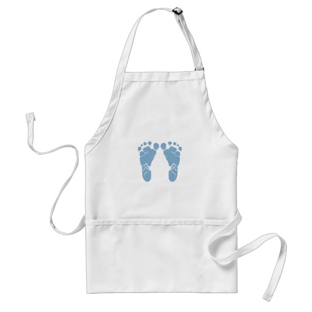 Blue baby footprints standard apron (Front)