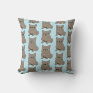 Blue Baby French Bulldog, blue Cushion