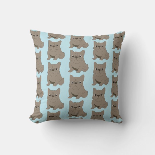 Blue Baby French Bulldog, blue Cushion (Front)