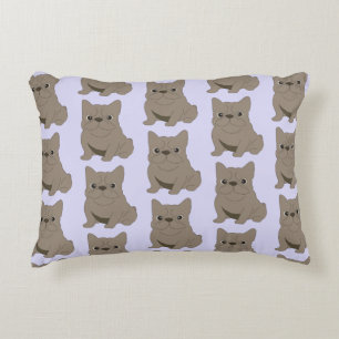 Blue Baby French Bulldog, purple, lavender Decorative Cushion
