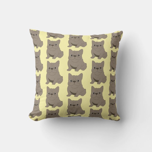 Blue Baby French Bulldog, yellow Cushion (Front)