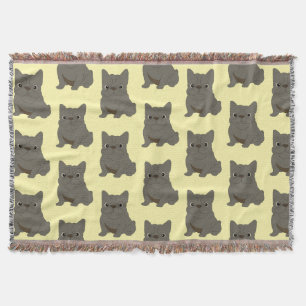 Blue Baby French Bulldog, yellow Pillow Case Throw Blanket
