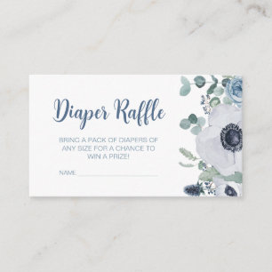 Blue Baby in Bloom Baby Shower Diaper Raffle Enclosure Card