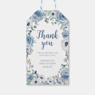 Blue Baby in Bloom Baby Shower Favour Tags