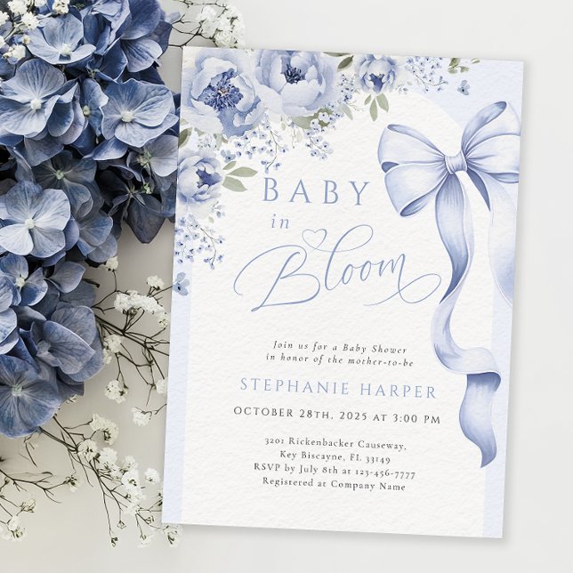 Blue Baby in Bloom Baby Shower Invitation (Creator Uploaded)