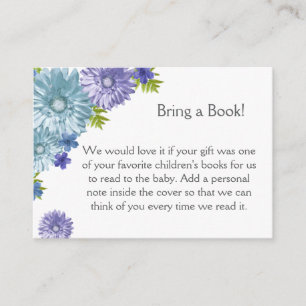Blue Baby In Bloom Brunch Shower Bring A Book Enclosure Card