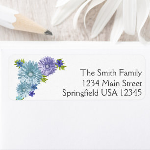 Blue Baby In Bloom Brunch Shower return address Label
