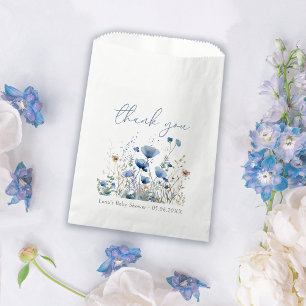 Blue Baby In Bloom Floral Wildflower Baby Shower Favour Bag