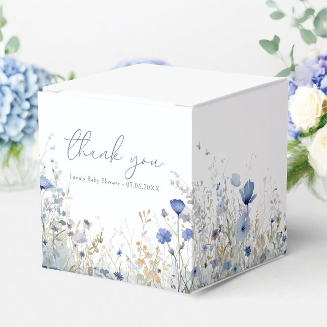 Blue Baby In Bloom Floral Wildflower Baby Shower Favour Box (Creator Uploaded)