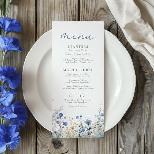 Blue Baby In Bloom Floral Wildflower Baby Shower Menu