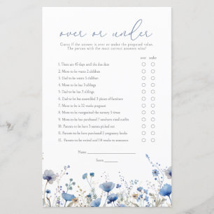 Blue Baby In Bloom Over or Under Baby Shower Game