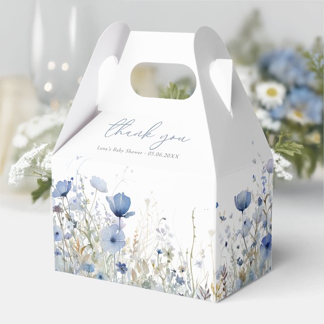 Blue Baby In Bloom Wildflower Baby Shower Gable Favour Box (Creator Uploaded)