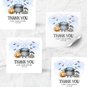 Blue Baby is Brewing Halloween Baby Shower  Square Sticker