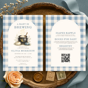 Blue Baby is Brewing Halloween Boy Baby Shower Invitation