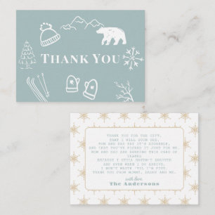 Blue Baby It's Cold Outside Baby Shower Thank You Card